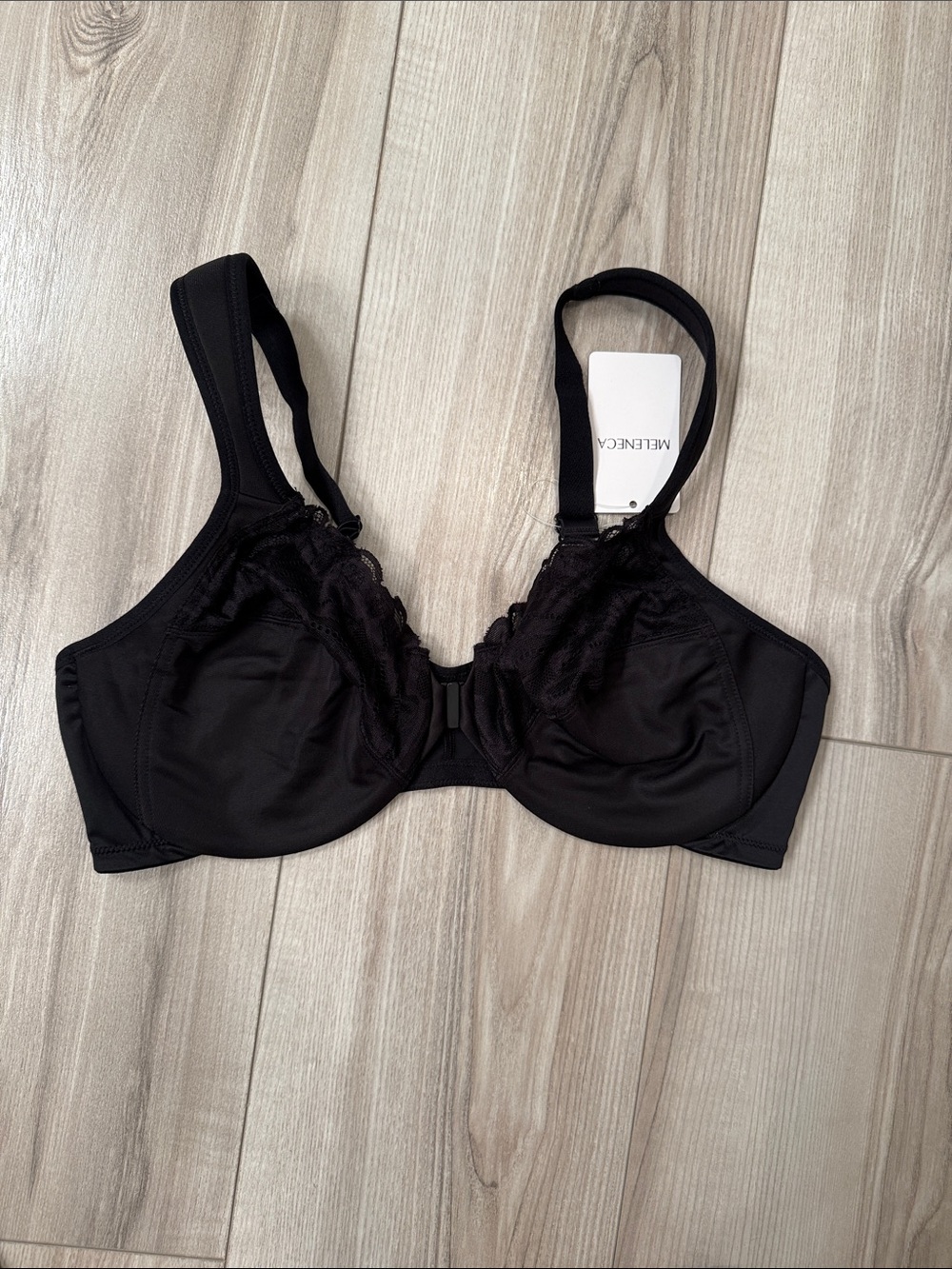 Black Lace-Trim Support Bra - Full Coverage Underwire - size 38D